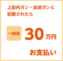 上皮内ガン・皮膚ガンと診断されたら。一時金30万円お支払いします。 上皮内ガン・皮膚ガンと診断されたら。一時金30万円お支払いします。