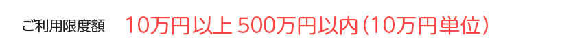 ご利用限度額 10万円以上500万円以内（10万円単位）